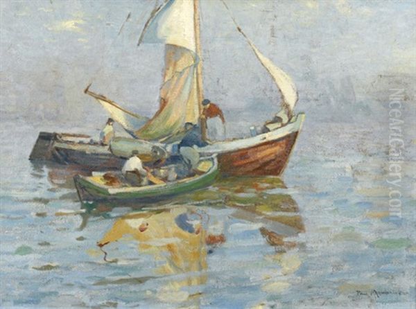 Zwei Boote In Ruhigem Gewasser Oil Painting by Paul Bernard Morchain