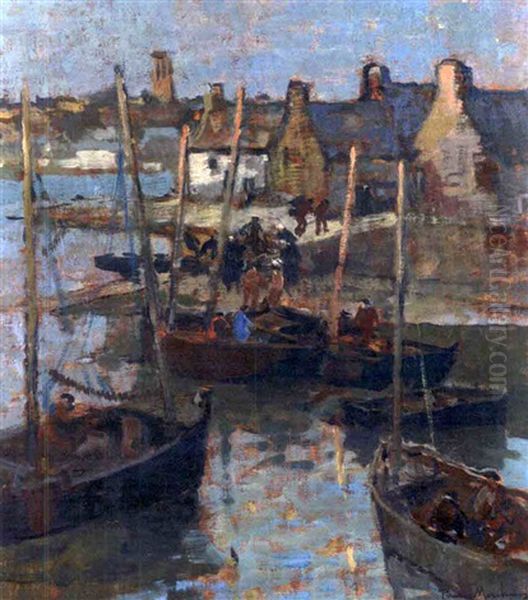 Dans Le Port De Tiebaul Oil Painting by Paul Bernard Morchain