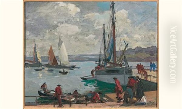 Bateaux Au Port Oil Painting by Paul Bernard Morchain