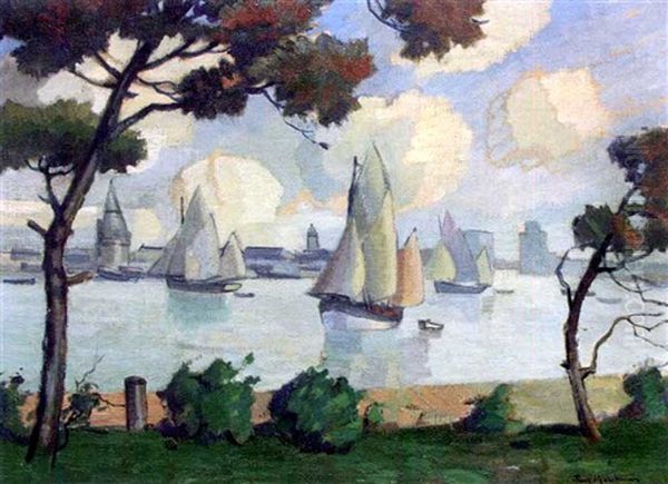 La Sortie Du Port Oil Painting by Paul Bernard Morchain