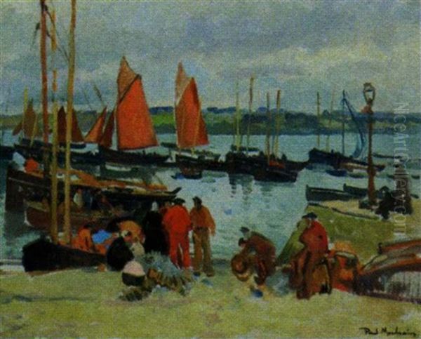 Retour De Peche A Douarnenez Oil Painting by Paul Bernard Morchain