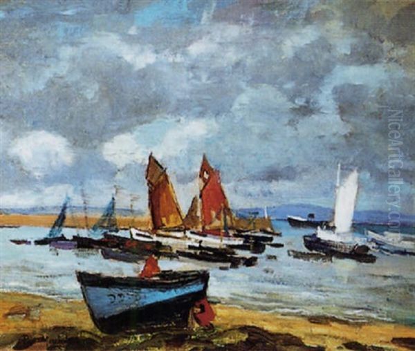 Port Du Rosmeur A Douarnenez Oil Painting by Paul Bernard Morchain