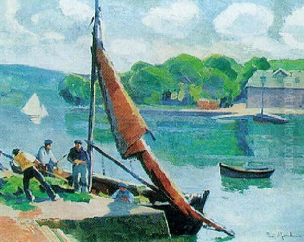 La Cale A Douarnenez Oil Painting by Paul Bernard Morchain