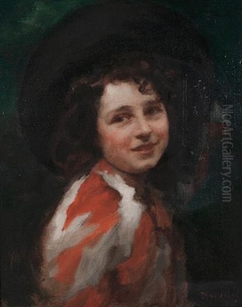 Portrait Of A Young Girl Oil Painting by Joseph Mordecai