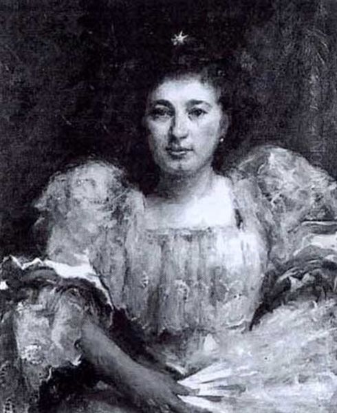 Portrait Of A Lady, Said To Be Lady Randolph Churchill Oil Painting by Joseph Mordecai