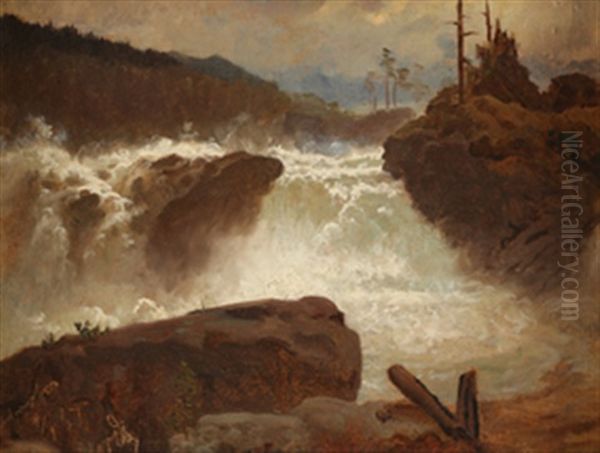 Labrofossen Oil Painting by Gustav Adolph Mordt