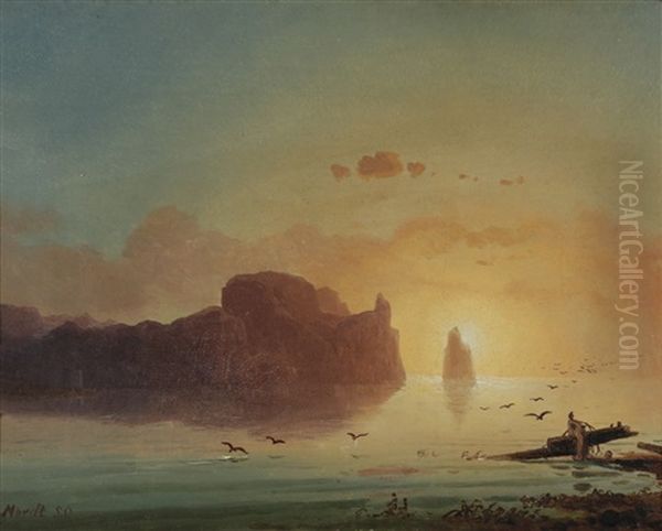 Kystlandskap I Solnedgang Oil Painting by Gustav Adolph Mordt