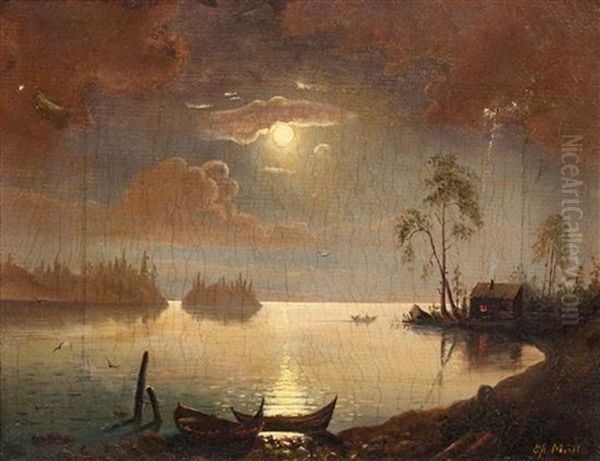 Moonlight Oil Painting by Gustav Adolph Mordt