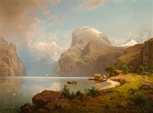 Vestlandsfjord Oil Painting by Gustav Adolph Mordt