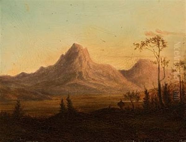 Aftenlys Over Fjellet Oil Painting by Gustav Adolph Mordt