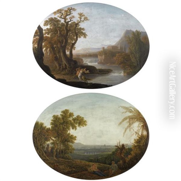 The Rape Of Deianera (+ Rest On The Flight To Egypt; Pair) Oil Painting by Jacob More