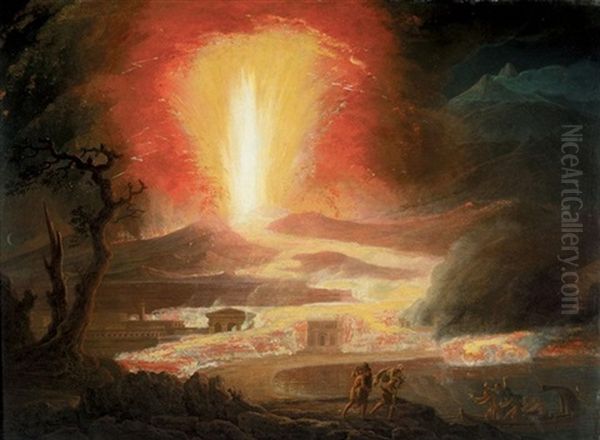 The Eruption Of Etna, With The Pious Brothers Of Catalnia Oil Painting by Jacob More