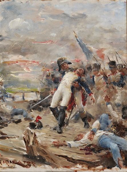 Death Of Colonel Gerard Laciee In The Battle Of Gunzburg Oil Painting by Georges Moreau de Tours