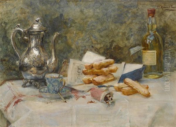 Nature Morte Sur La Table De La Cuisine Oil Painting by Therese Moreau De Tours