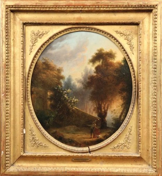 Jeune Couple Se Promenant Dans Un Parc Oil Painting by Louis Gabriel Moreau the Elder