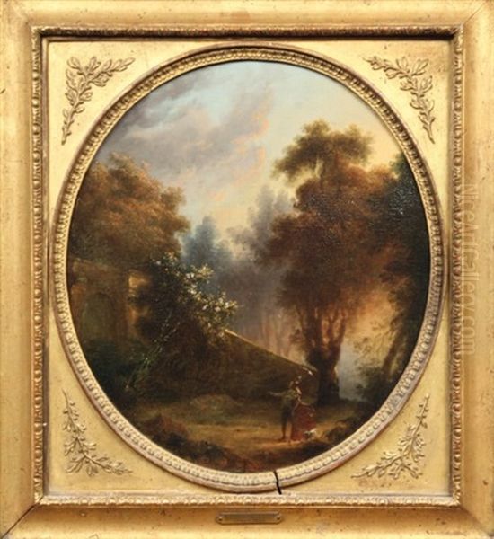 Jeune Couple Se Promenant Dans Un Parc Oil Painting by Louis Gabriel Moreau the Elder