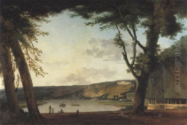 Vue Des Coteaux De Bellevue Prise Du Parc De Saint-cloud Oil Painting by Louis Gabriel Moreau the Elder