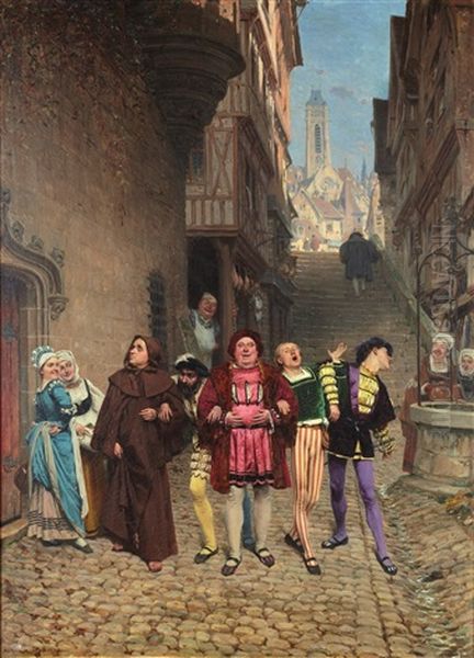 Les Joyeux Drilles Oil Painting by Adrien Moreau