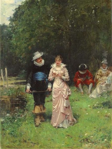 Rendez-vous Galant Oil Painting by Adrien Moreau