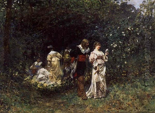 The Proposal Oil Painting by Adrien Moreau