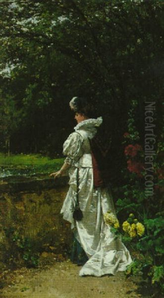 Au Jardin Oil Painting by Adrien Moreau