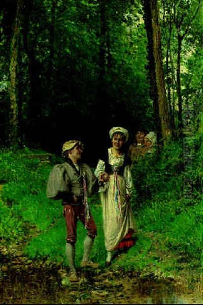 The Lovers Oil Painting by Adrien Moreau