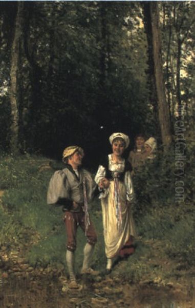 The Lovers Oil Painting by Adrien Moreau