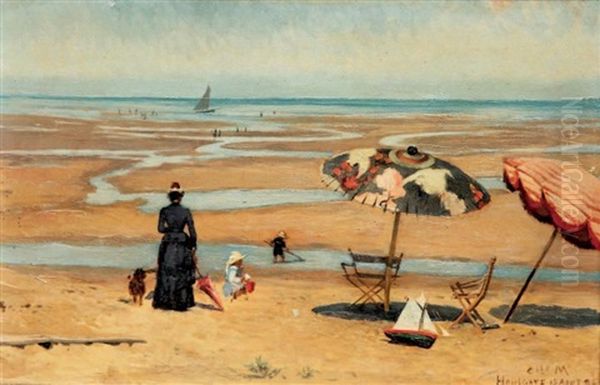 La Plage D'houlgate Oil Painting by Camille Nelaton Moreau