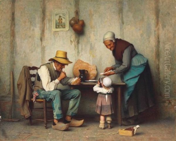 Dinner Time Oil Painting by Charles Moreau