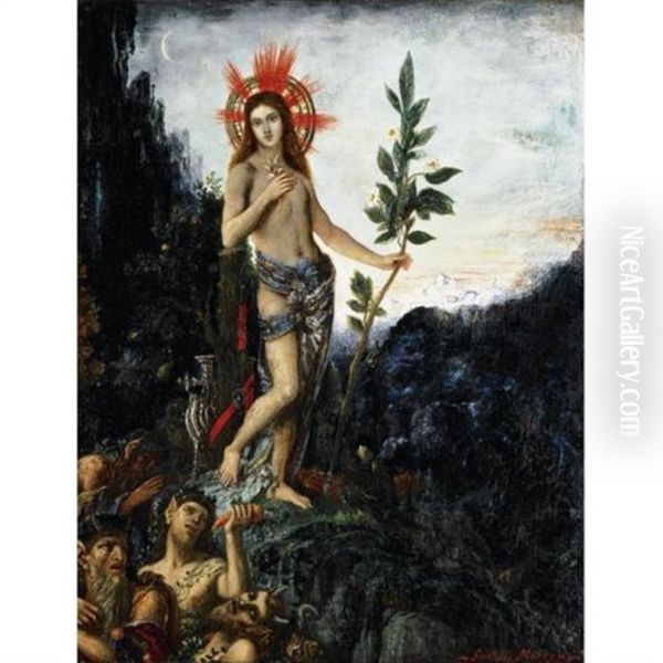 Apollon Recevant Les Offrandes Des Bergers Ou Apollon Et Les Satyres Oil Painting by Gustave Moreau