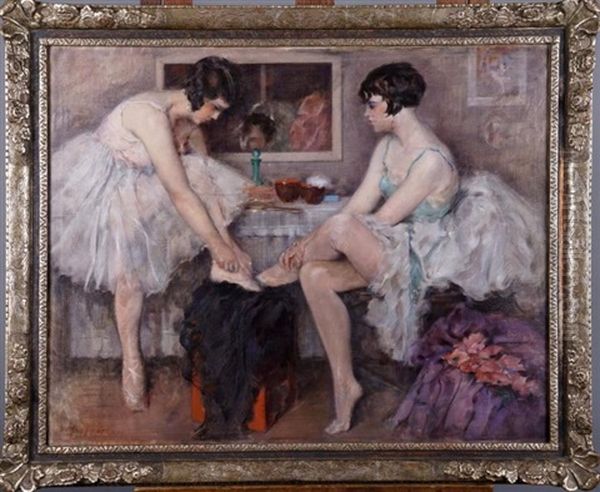 La Loge Des Ballerines Oil Painting by Henri Moreau