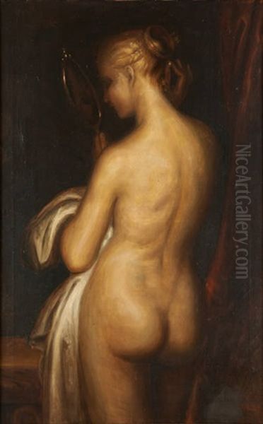 Nu Au Miroir Oil Painting by Henri Moreau