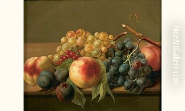 Nature Morte Aux Peches Et Raisins Oil Painting by Iphigenie Millet Moreau