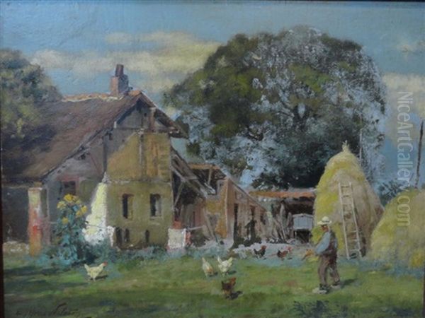 La Ferme Oil Painting by Etienne (Adolphe E. Auguste) Moreau-Nelaton