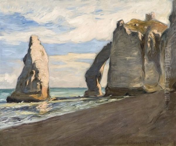 Etretat Oil Painting by Etienne (Adolphe E. Auguste) Moreau-Nelaton