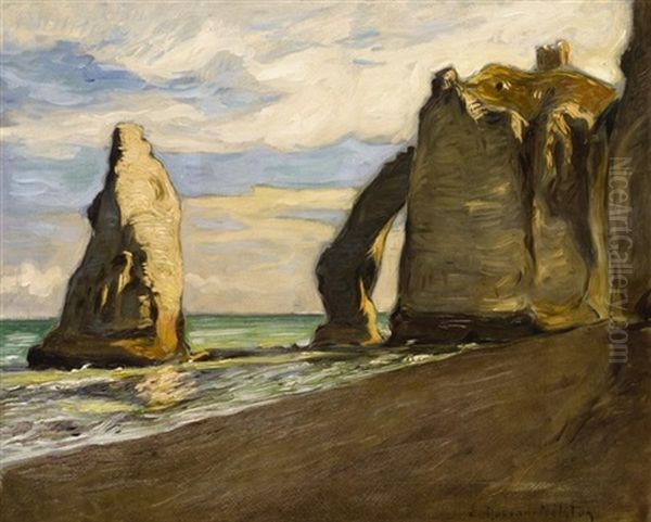 Etretat Oil Painting by Etienne (Adolphe E. Auguste) Moreau-Nelaton