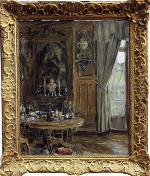 Scene D'interieur Oil Painting by Etienne (Adolphe E. Auguste) Moreau-Nelaton