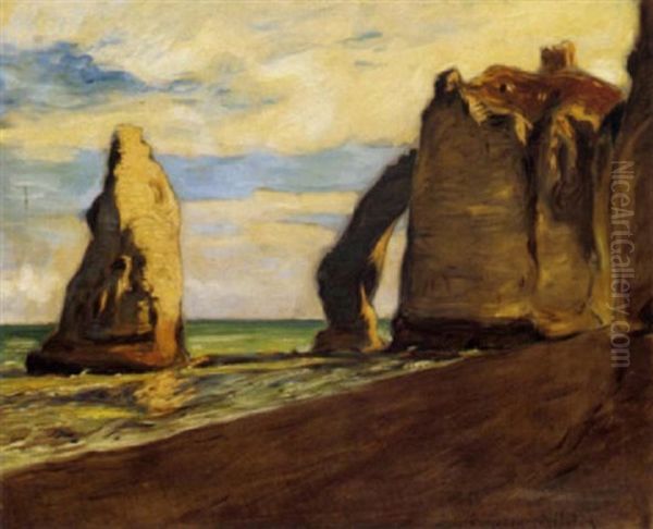 The Arched Cliff At Etretat Oil Painting by Etienne (Adolphe E. Auguste) Moreau-Nelaton