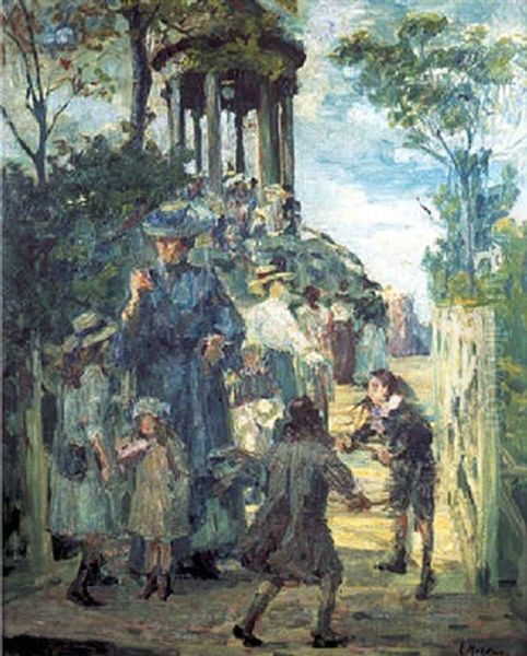 Les Enfants Au Jardin Oil Painting by Etienne (Adolphe E. Auguste) Moreau-Nelaton