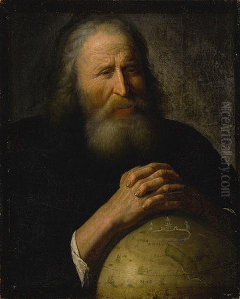 Heraclitus With A Globe Oil Painting by Johan Moreelse