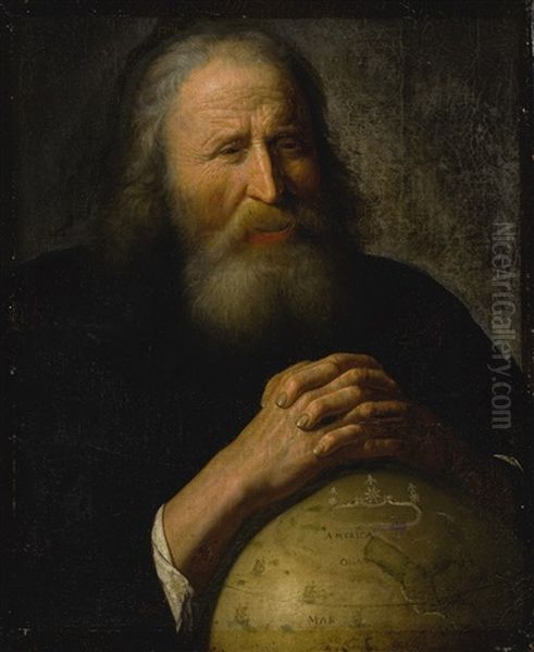 Heraclitus With A Globe Oil Painting by Johan Moreelse