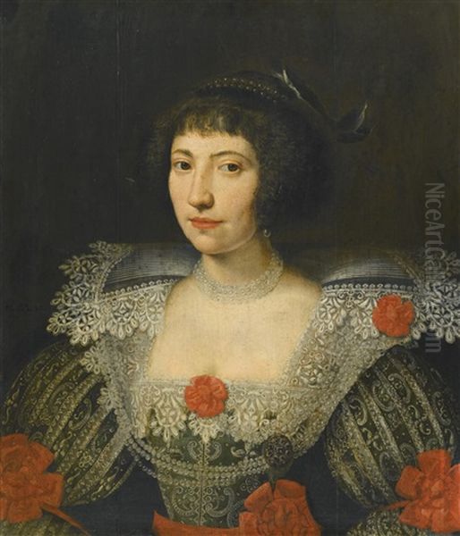 Portrait Of A Woman, Probably Bernardine Van Raesvelt (nee Van Den Bongaerdt) Oil Painting by Paulus Moreelse