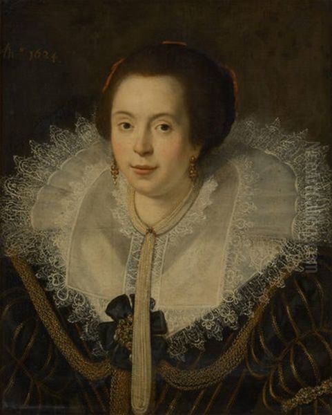 Portrait De Dame A La Collerette Oil Painting by Paulus Moreelse