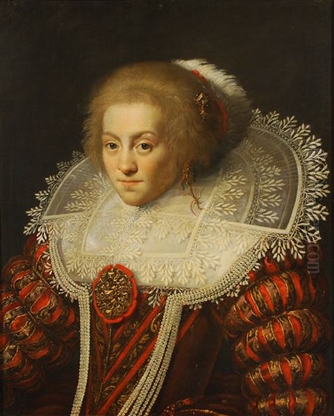 Portrait De Dame A La Collerette En Dentelle Oil Painting by Paulus Moreelse