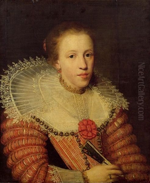 Portrait Einer Dame Mit Spitzenkragen Oil Painting by Paulus Moreelse