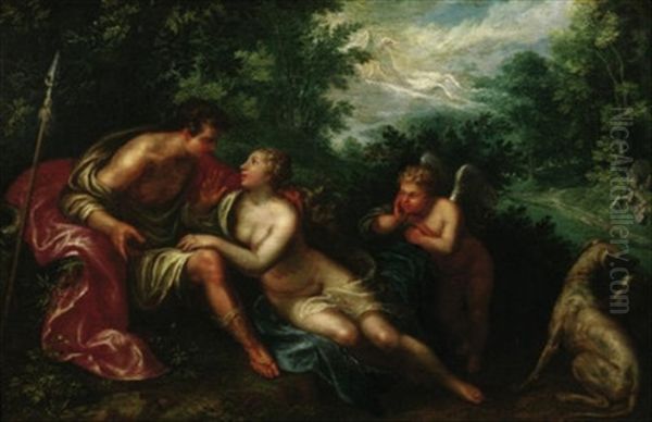 Venus Und Adonis Oil Painting by Paulus Moreelse