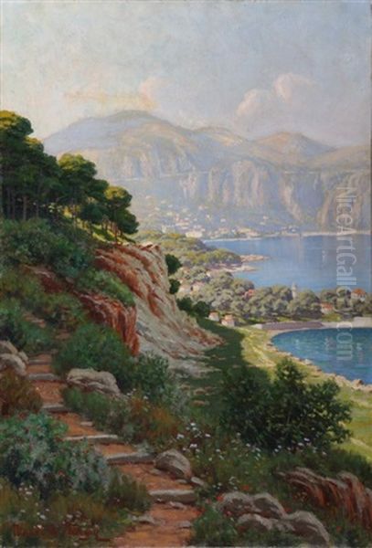 Effet De Lumiere A Saint Jean Cap Ferrat Oil Painting by Adelin Charles Morel De Tanguy