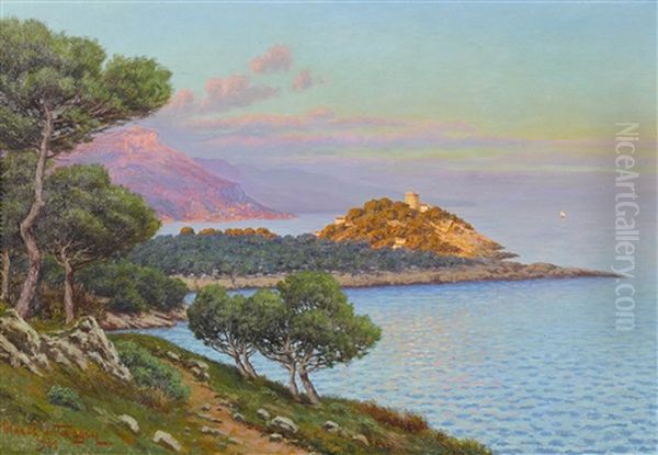 Coucher De Soleil Au Cap Ferrat Oil Painting by Adelin Charles Morel De Tanguy