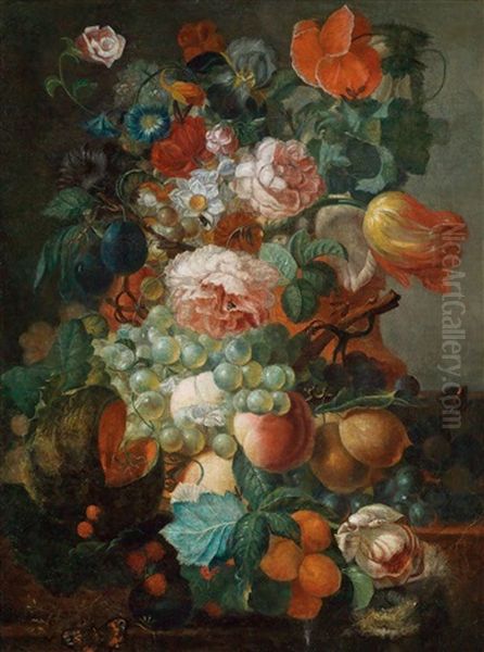 Blumen- Und Fruchtestillleben Oil Painting by Jan Evert Morel the Elder