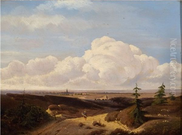 Landscape With Figure In Road Oil Painting by Jan Evert Morel the Elder